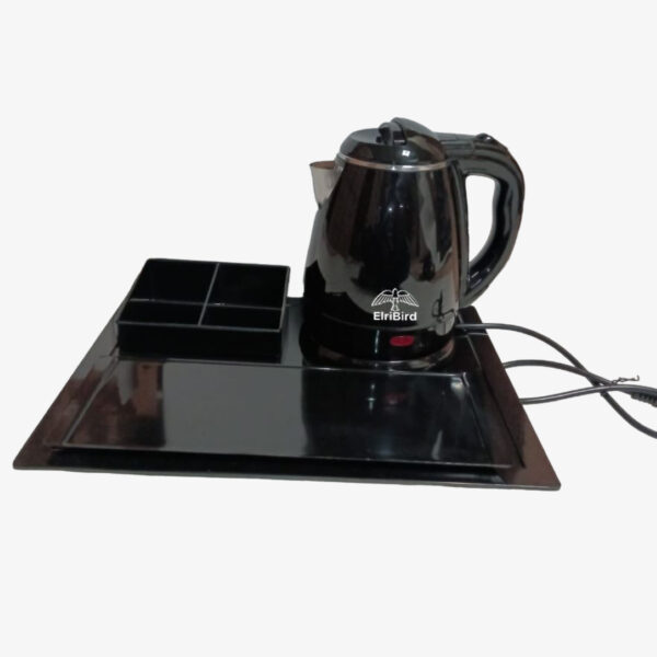 Plateau D'accueil En Mélamine Pour Bouilloire - Set De 3 Pièces Noir Avec Organisateur Thé/café - Parfait Pour Hôtels Et Airbnb